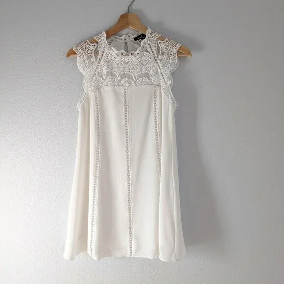 Lulus Dress XS White Hey Doll Ivory Lace Shift Dress Romantic Party Shower Bride - Picture 4 of 13